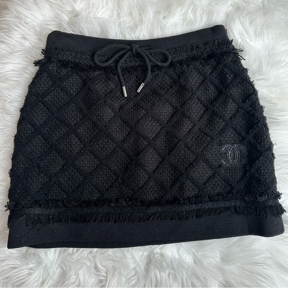 Vintage Black Sweater Mini Skirt Size S